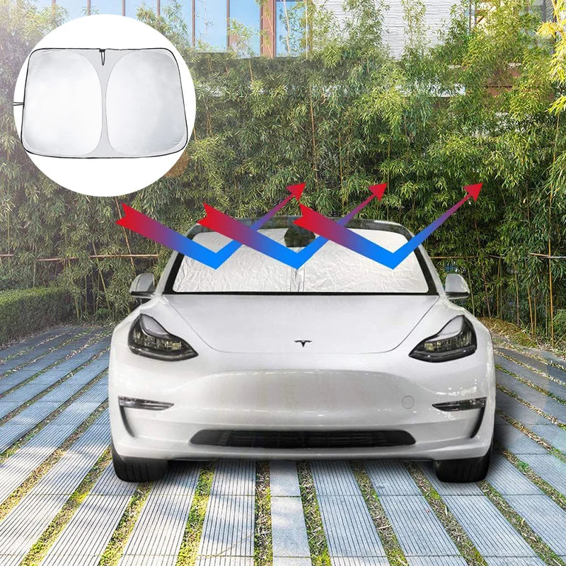 Auto Windshield Sunshade Cover Heat Isolate for Tesla Model 3 Y Car Window Sun Shade Sunscreen Protect Parasol Coche Accessories