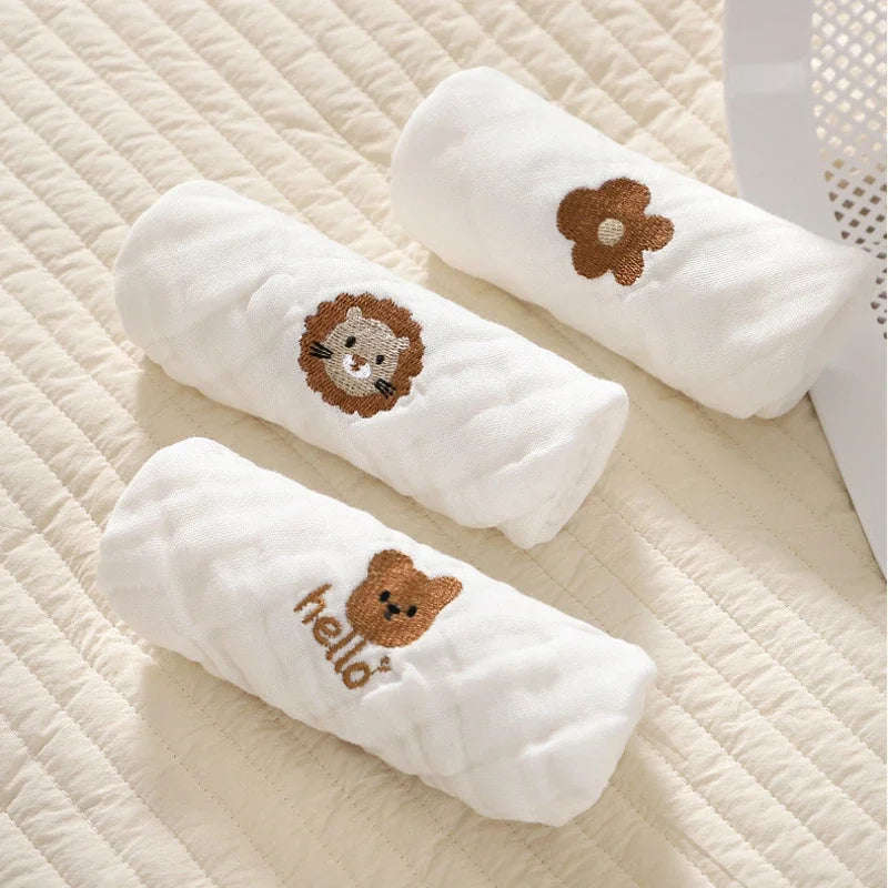 6 Layer Cotton Embroidery Baby Saliva Towels Hand Face Wipes Newborn Bib Kids Handkerchief Toddler Soft Washcloth Burp Cloth