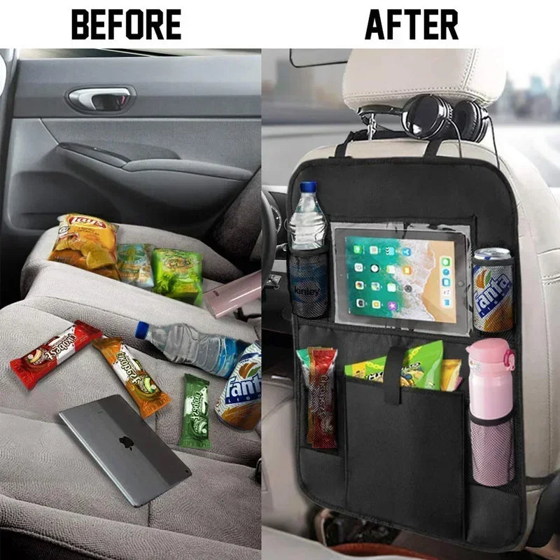 Backseat Car Organizer, Kick Mat Back Seat Protector with Touch Screen Tablet Holder, Car Organizer for Kids, Travel Accessories