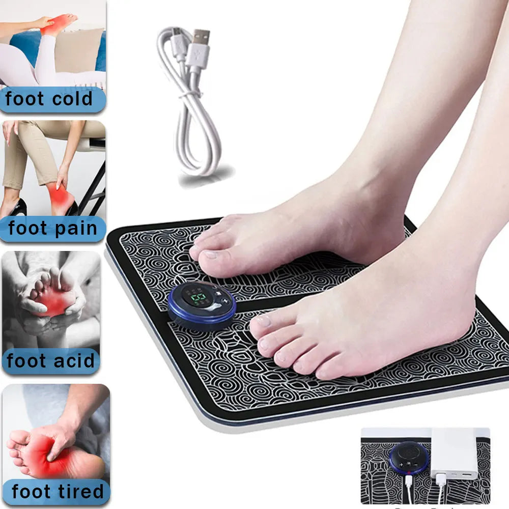 EMS Foot Massager Pad Portable Foldable Massage Pad Body Muscle Stimulation Improve Blood Circulation Relief Pain Relax Feet