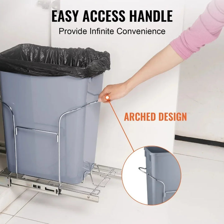 Trash Kitchen and Home Items Single Pullout Waste Container Kitchen Trash Can 29L with Handle Useful Things for Home Wastebasket