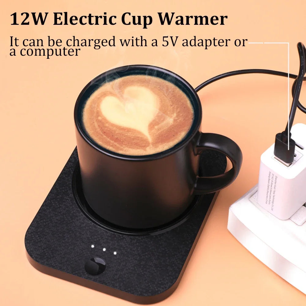 USB Cup Warmer Coffee Milk Tea Water Mug Heater 3 Gear Temperature Heating Coaster for Home Office Winter Automatic Heating