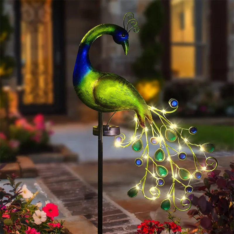 Solar Powered LED Lawn Light Peacock Waterproof Fairy Garden Decor Lamp for Pavilion Yard Landscape Garden Lawn Lights J1E6