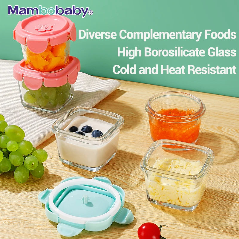 Baby Complementary Feeding Food Container with Sealing Cap Bpa-Free Glass Jar Portable Food Storage  Formula Store Box