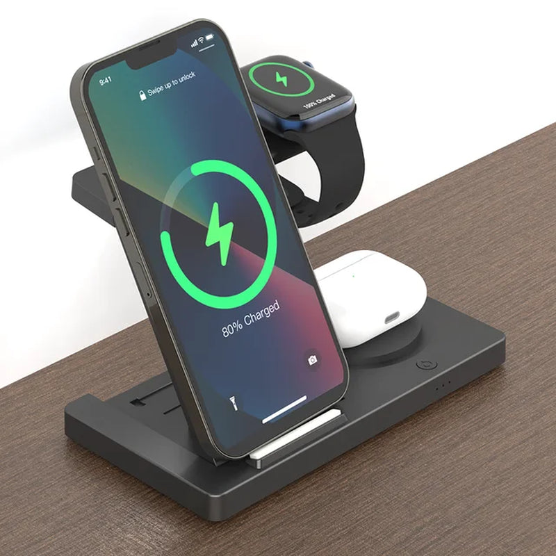 15W Magnetic Wireless Charger Stand for Iphone 15 14 13 12 Apple Watch Desk Phone Holder All in One Fast Charging Station