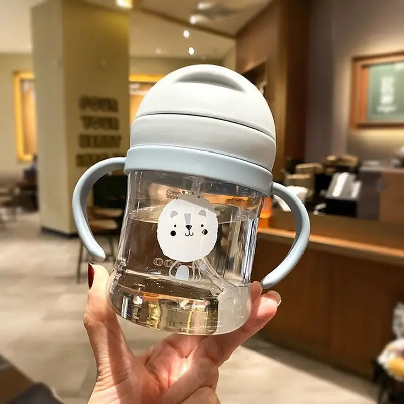 250Ml Baby Flap Straw Cup Learning Drink BPA Free Cartoon Cute Animal Bottle Drinking Water Portable Sports Bottles
