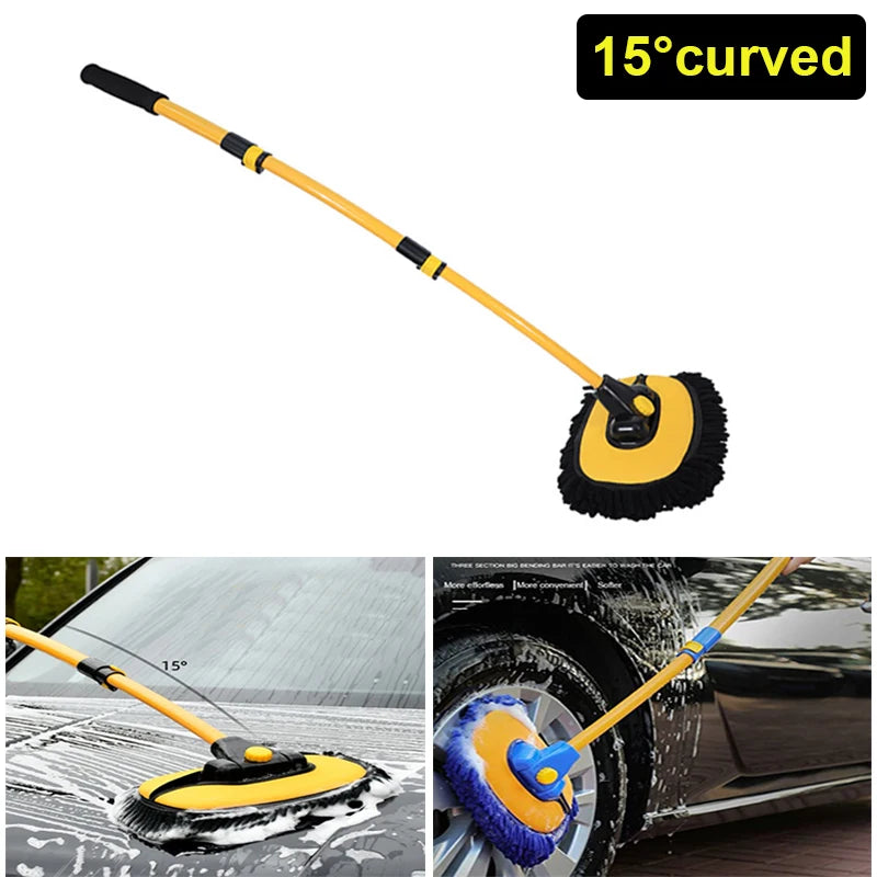 41Inch Car Wash Brush Cleaning Mop with Telescopic 15 Degree Curved Long Handle Chenille Microfiber Broom Car Wash Accessories