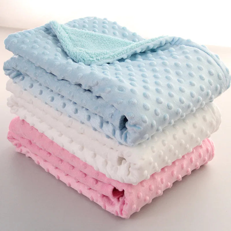 Spring Baby Blanket Warm Double Layer Swaddle Wrap Newborn Thermal Soft Fleece Bath Towel Baby Stroller Blanket Sleepsack 76*102