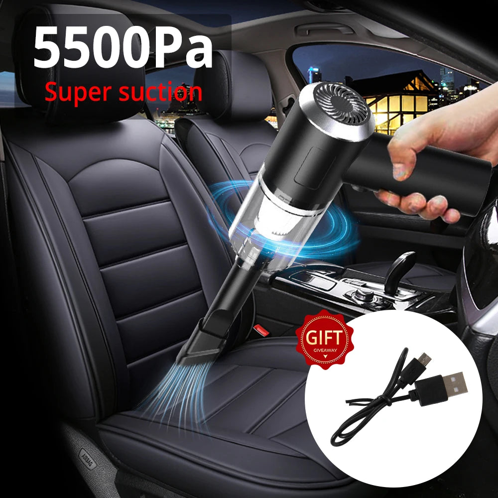 Car Vacuum 5500PA Wireless High Power 35W USB Charging Handheld Black Home Desktop Keyboard Mini Portable Automatic Cleaning