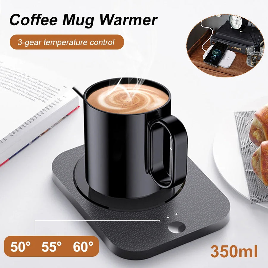 USB Cup Warmer Coffee Milk Tea Water Mug Heater 3 Gear Temperature Heating Coaster for Home Office Winter Automatic Heating