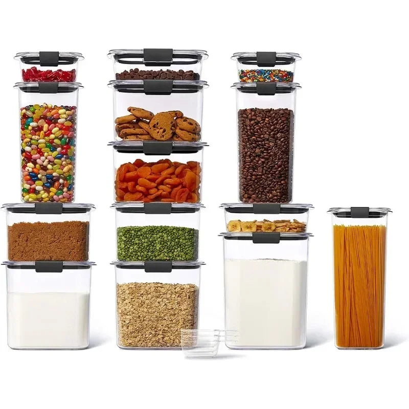 Rubbermaid Brilliance Bpafree Food Storage Containers with Lids Airtight for Kitchen and Pantry Organization Set of 14 W/ Scoops