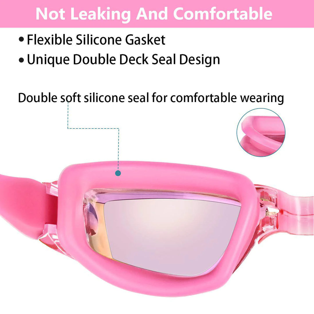 Clear Comfortable Swimming Goggles UV- Anti-Fog Swim Glasses Mirror Adult & Kids